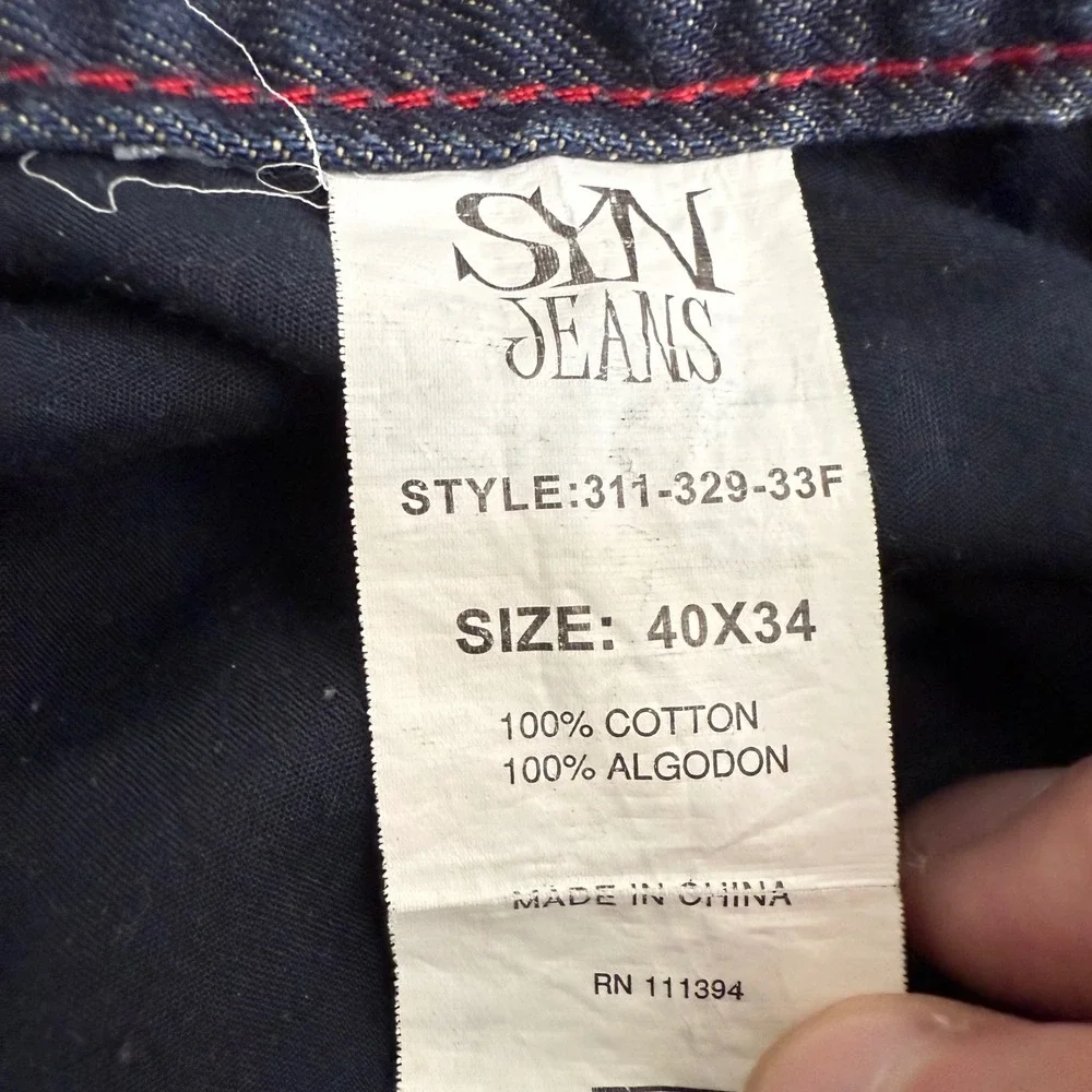 SYN Jeans Men's‎ Blue Denim Distressed Wash Bleecker Slouchy Jeans Size 40x34